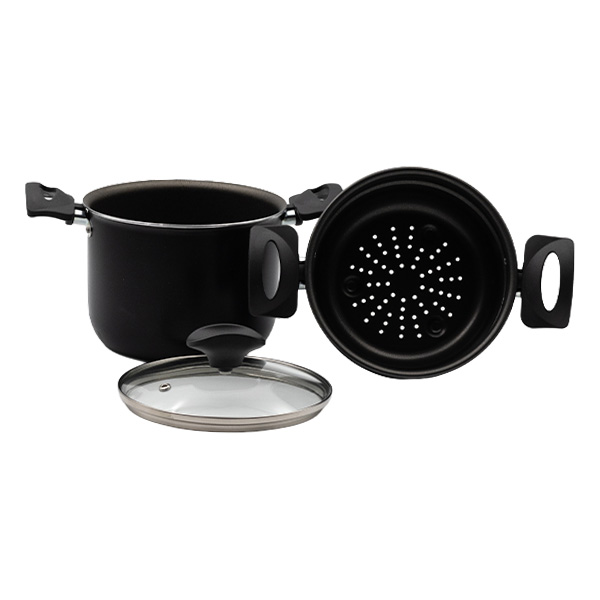 87216-cuscuzeira-antiaderente-inducao-multiflon-petra+-preto- Cuscuzeira de Indução MultiflonPetra+ Preto