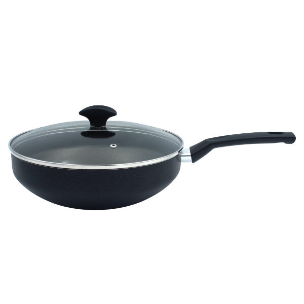 Frigideira Wok com tampa com indução Antiaderente Multiflon preto